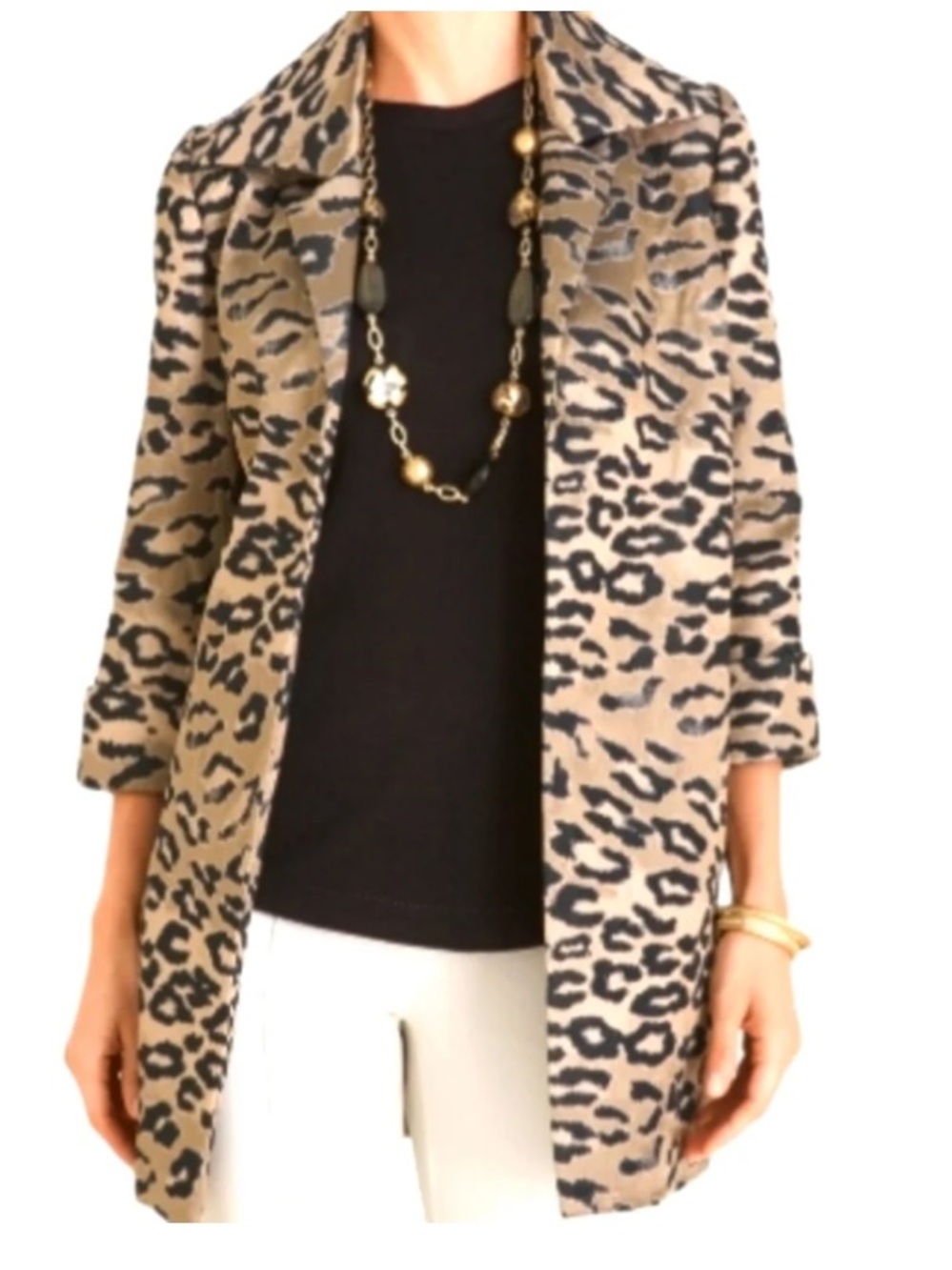 Chicoβs Animal Print Open Topper Jacket